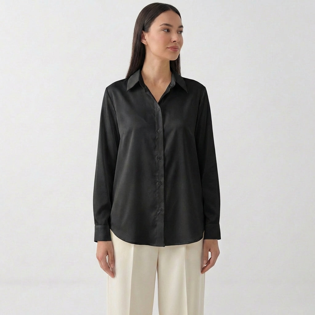 Rivaclo | Femme Chemise à Manches Longues à Col | Coupe Classique