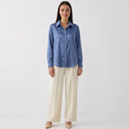 Rivaclo | Femme Chemise à Manches Longues à Col | Coupe Classique