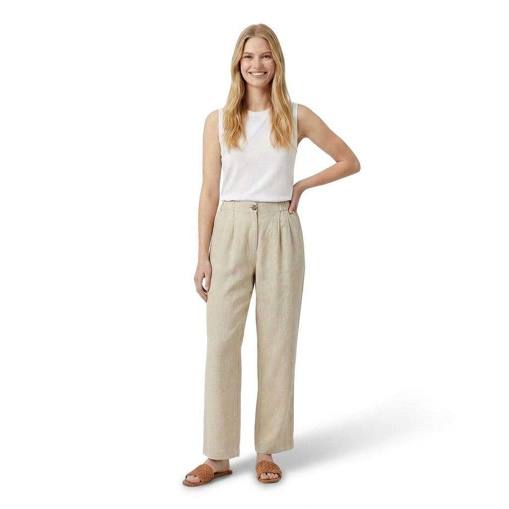 Rivaclo | Femme Pantalon Ample Taille Haute | Jambe Large