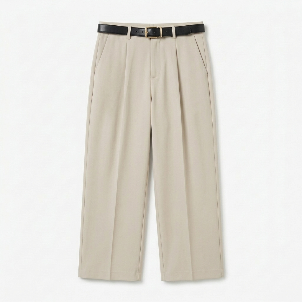 Rivaclo | Homme Pantalon Plissé à Jambe Droite | Coupe Ajustée