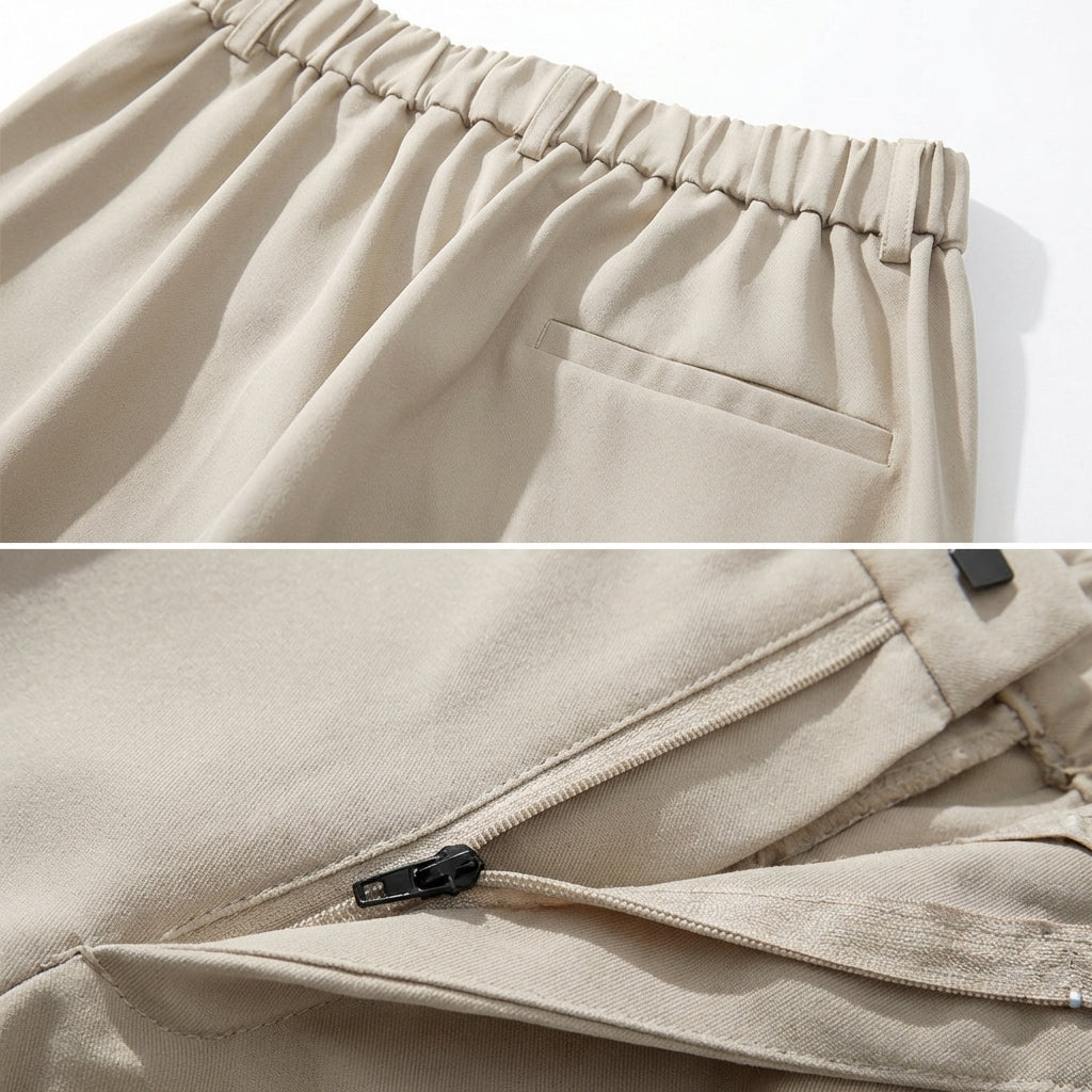 Rivaclo | Homme Pantalon Plissé à Jambe Droite | Coupe Ajustée