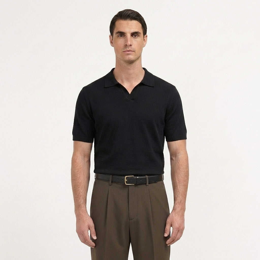 Rivaclo | Homme Pantalon Plissé à Jambe Droite | Coupe Ajustée