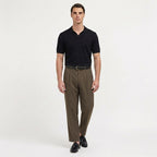 Rivaclo | Homme Pantalon Plissé à Jambe Droite | Coupe Ajustée