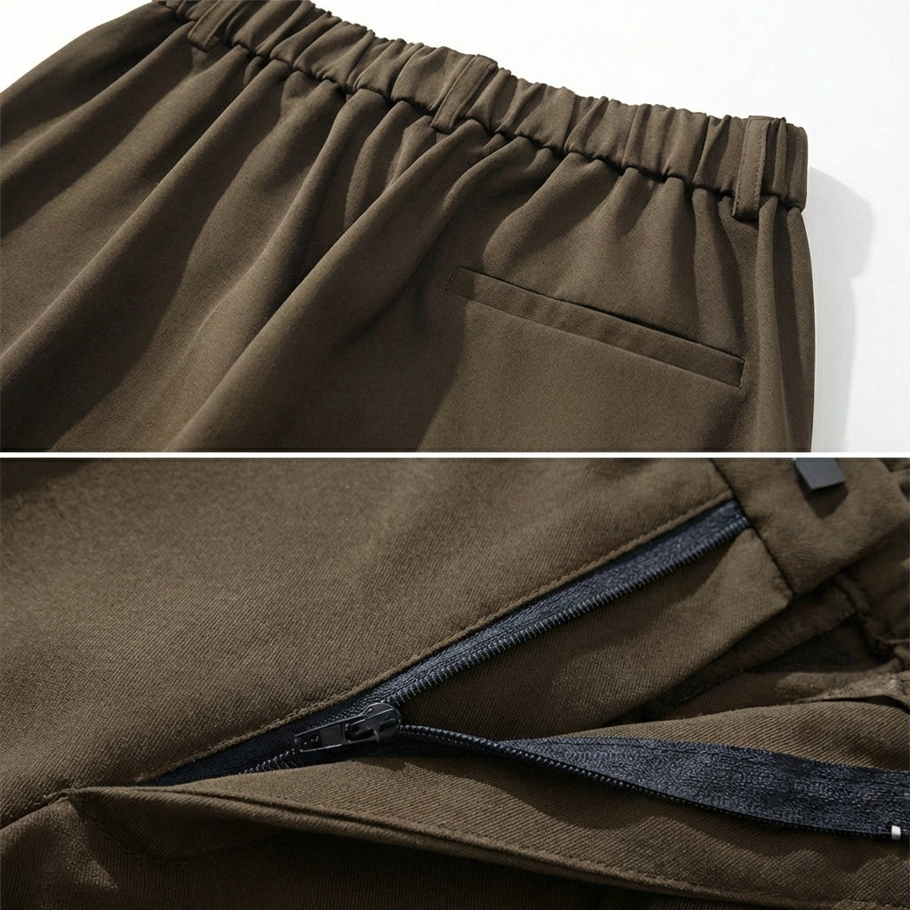 Rivaclo | Homme Pantalon Plissé à Jambe Droite | Coupe Ajustée