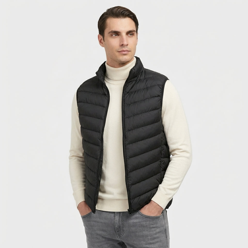 Rivaclo | Homme Gilet Matelassé Sans Manches à Fermeture Éclair | Col Montant