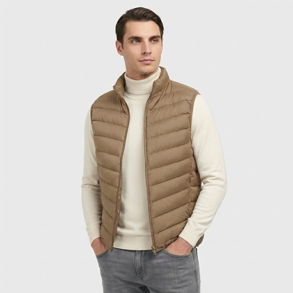 Rivaclo | Homme Gilet Matelassé Sans Manches à Fermeture Éclair | Col Montant