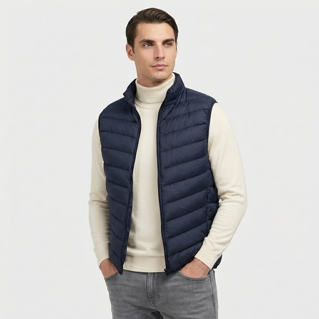 Rivaclo | Homme Gilet Matelassé Sans Manches à Fermeture Éclair | Col Montant