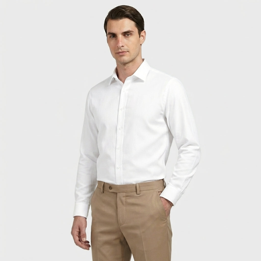 Rivaclo | Homme Chemise Coupe Classique à Manches Longues | À Col