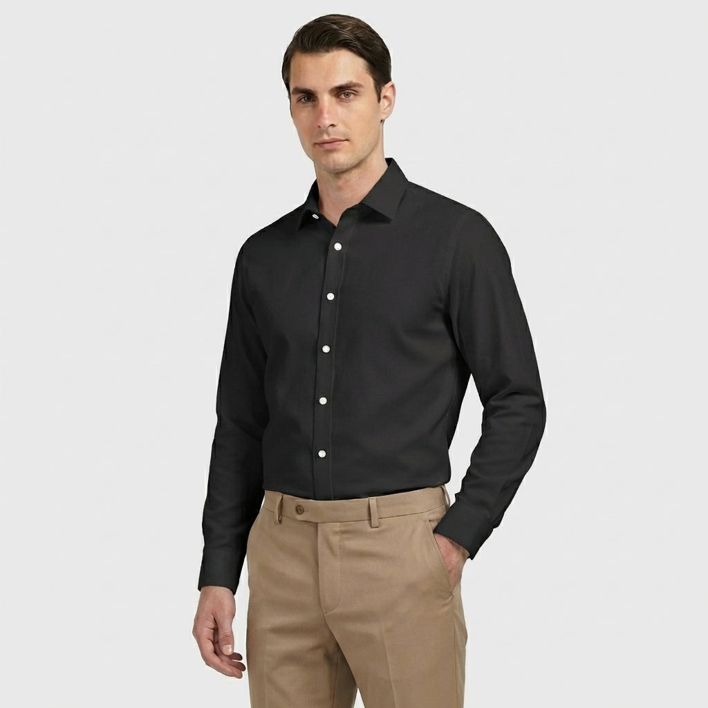 Rivaclo | Homme Chemise Coupe Classique à Manches Longues | À Col