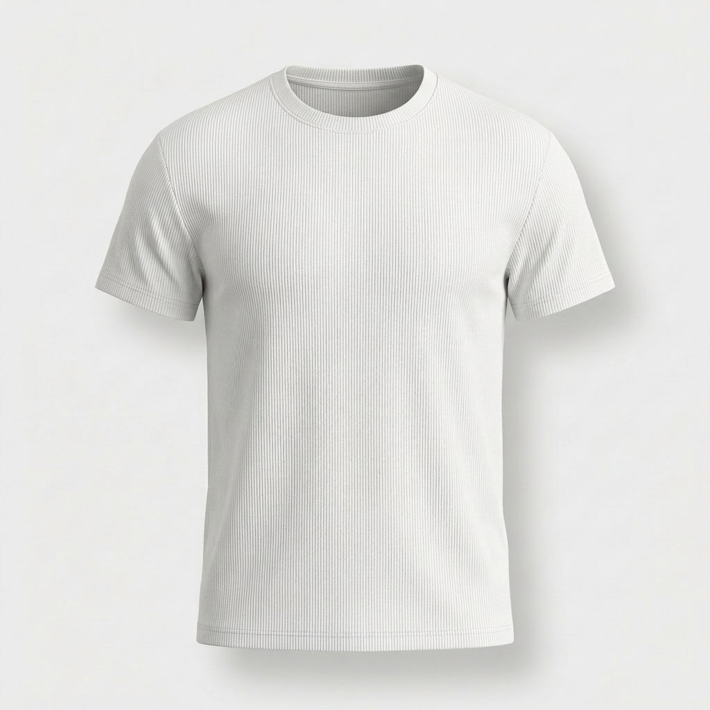 Rivaclo | Homme T-Shirt Côtelé à Manches Courtes | Coupe Moderne