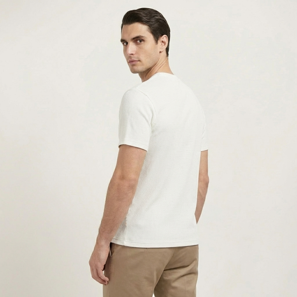 Rivaclo | Homme T-Shirt Côtelé à Manches Courtes | Coupe Moderne