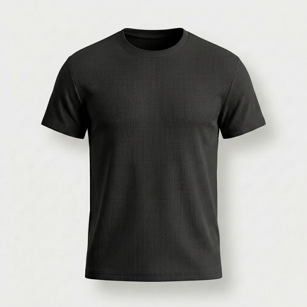 Rivaclo | Homme T-Shirt Côtelé à Manches Courtes | Coupe Moderne