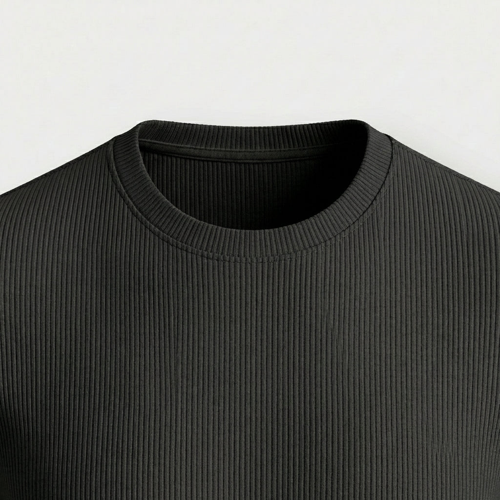 Rivaclo | Homme T-Shirt Côtelé à Manches Courtes | Coupe Moderne