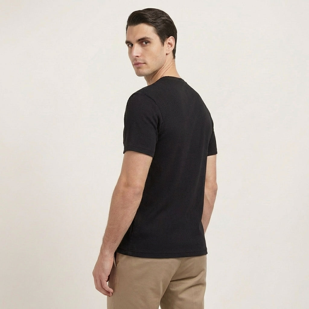 Rivaclo | Homme T-Shirt Côtelé à Manches Courtes | Coupe Moderne