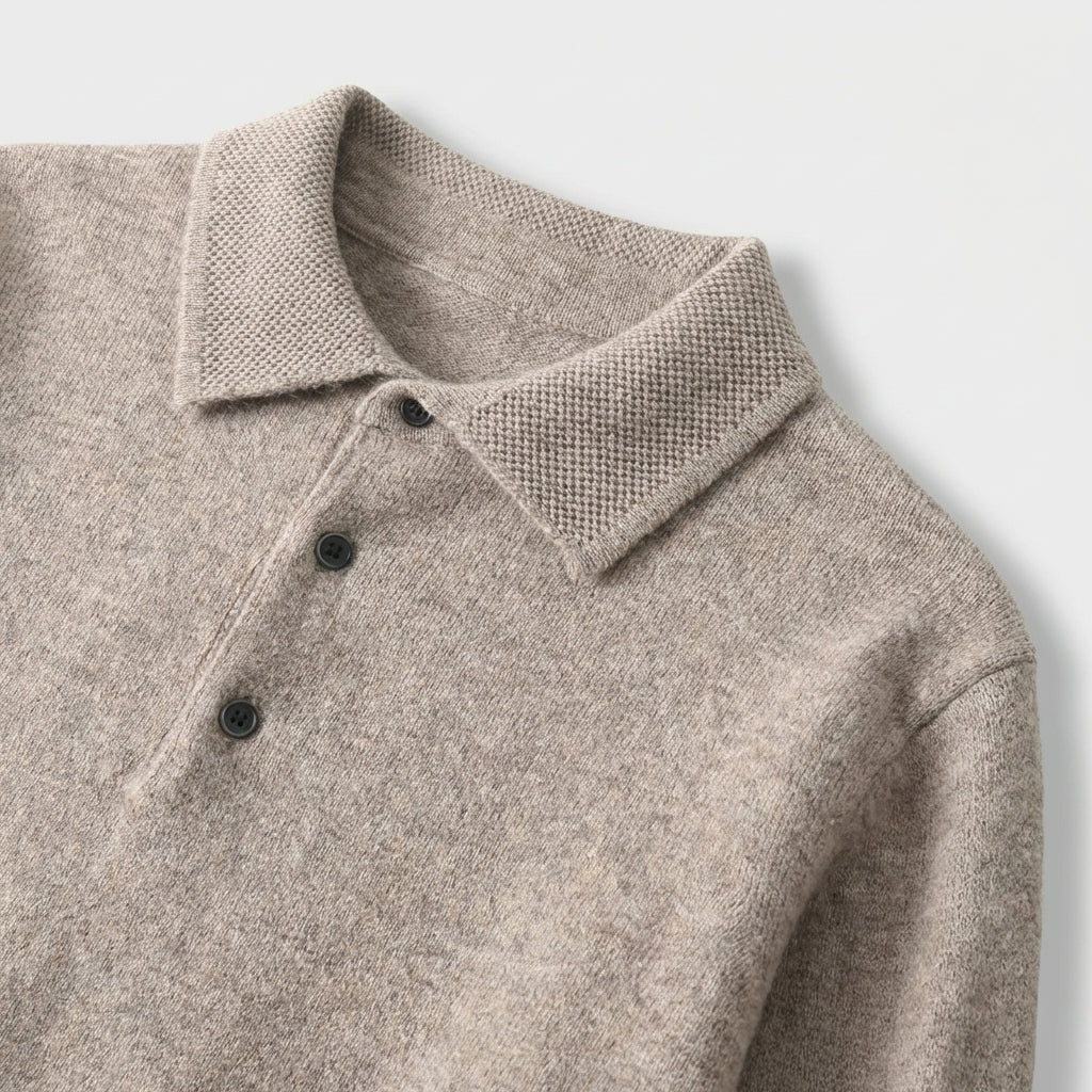 Rivaclo | Homme Pull Polo en Maille à Manches Longues à Col | Coupe Classique