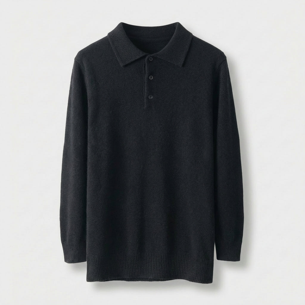 Rivaclo | Homme Pull Polo en Maille à Manches Longues à Col | Coupe Classique