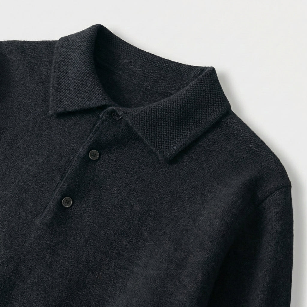 Rivaclo | Homme Pull Polo en Maille à Manches Longues à Col | Coupe Classique