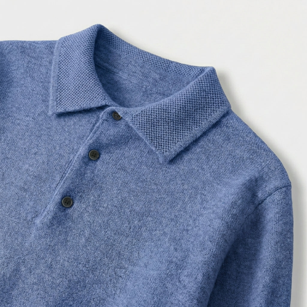 Rivaclo | Homme Pull Polo en Maille à Manches Longues à Col | Coupe Classique