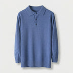 Rivaclo | Homme Pull Polo en Maille à Manches Longues à Col | Coupe Classique