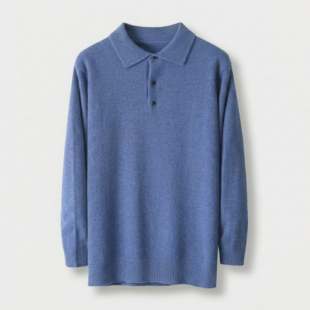 Rivaclo | Homme Pull Polo en Maille à Manches Longues à Col | Coupe Classique