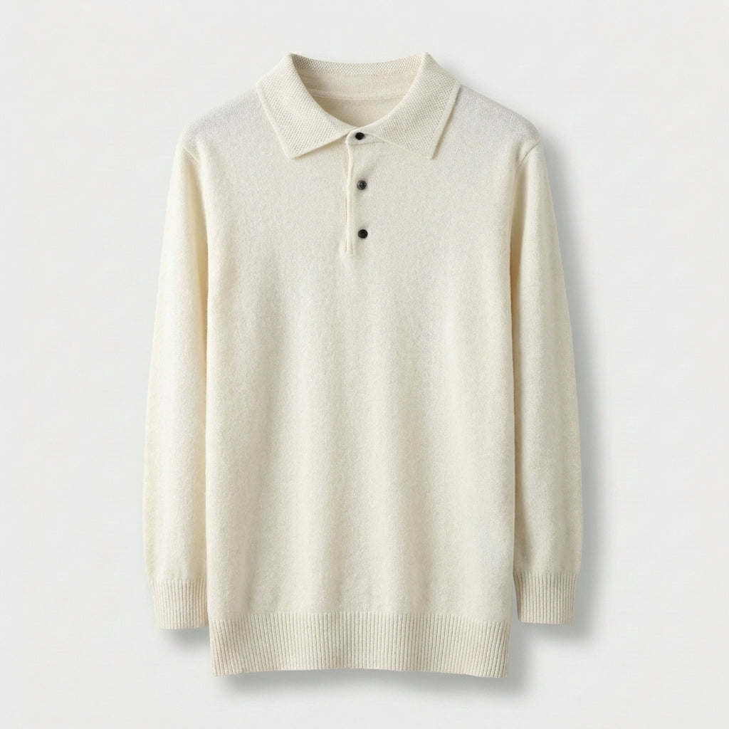 Rivaclo | Homme Pull Polo en Maille à Manches Longues à Col | Coupe Classique