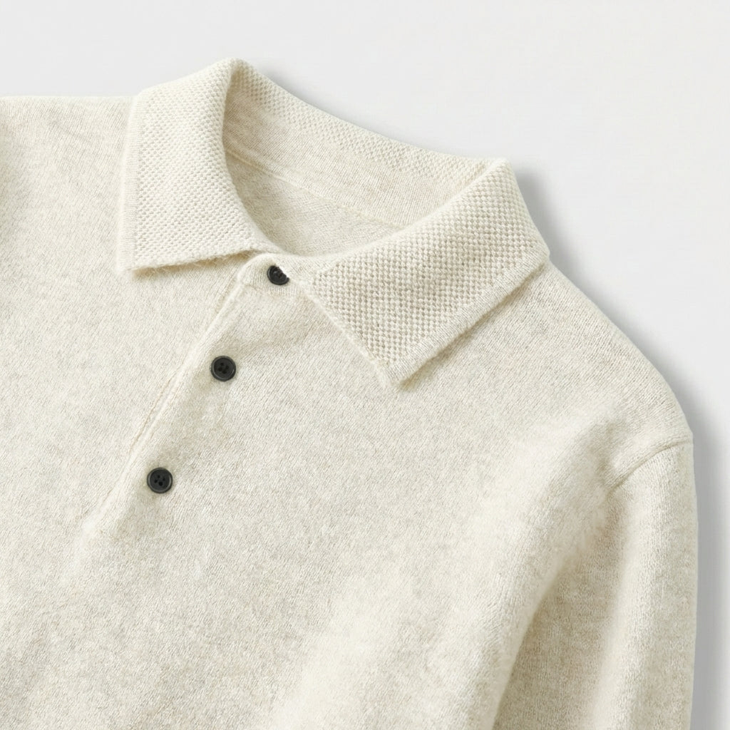 Rivaclo | Homme Pull Polo en Maille à Manches Longues à Col | Coupe Classique