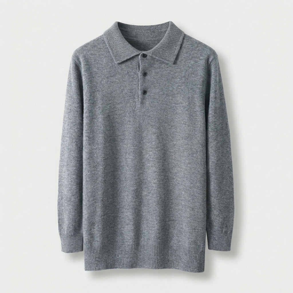 Rivaclo | Homme Pull Polo en Maille à Manches Longues à Col | Coupe Classique