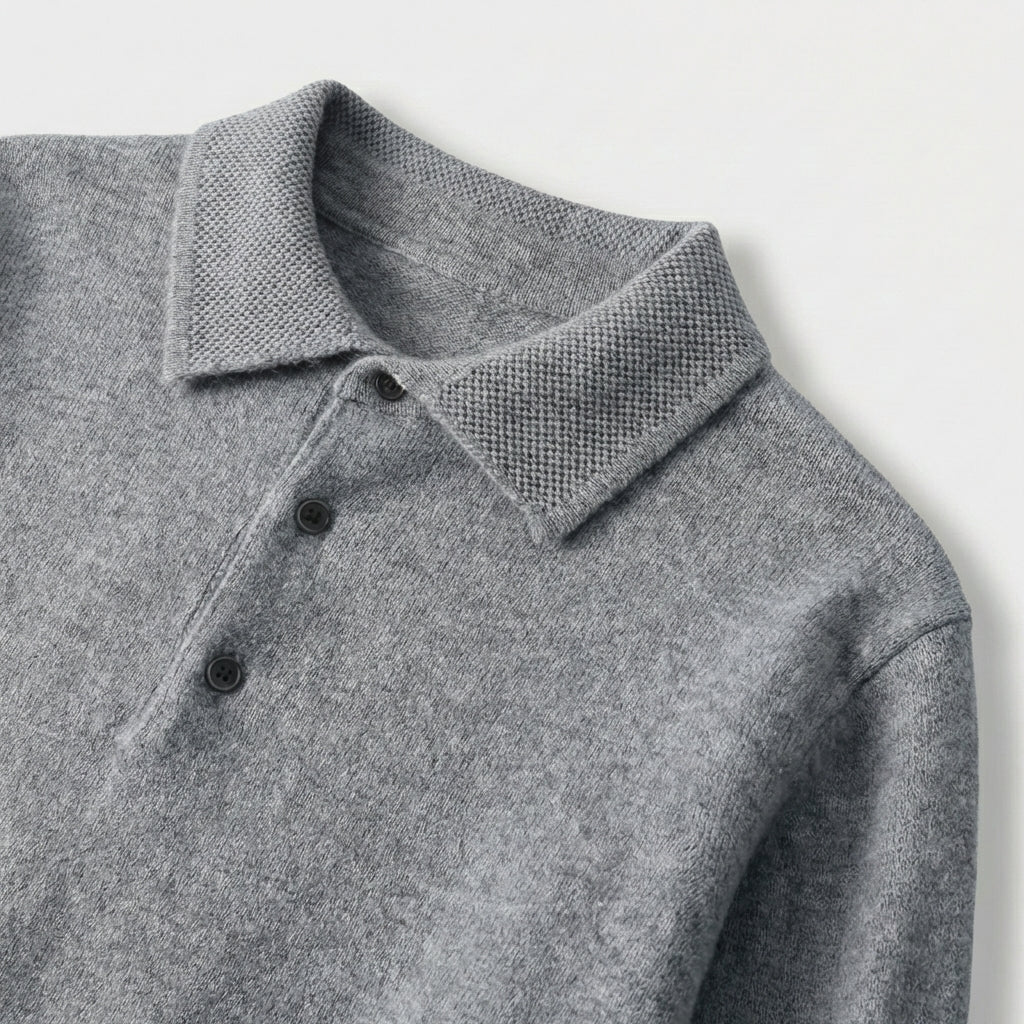 Rivaclo | Homme Pull Polo en Maille à Manches Longues à Col | Coupe Classique