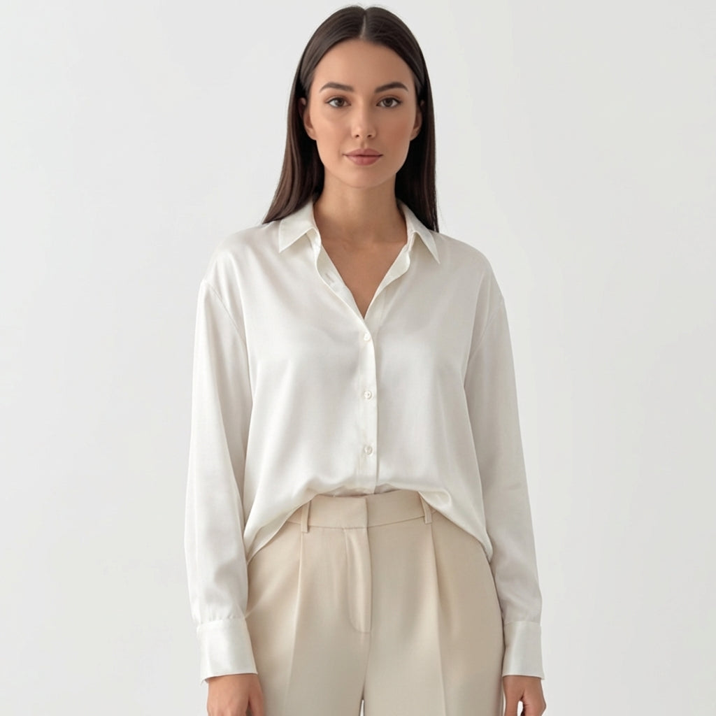 Rivaclo | Femme Chemise à Boutons sur le Devant à Manches Longues | Style Décontracté