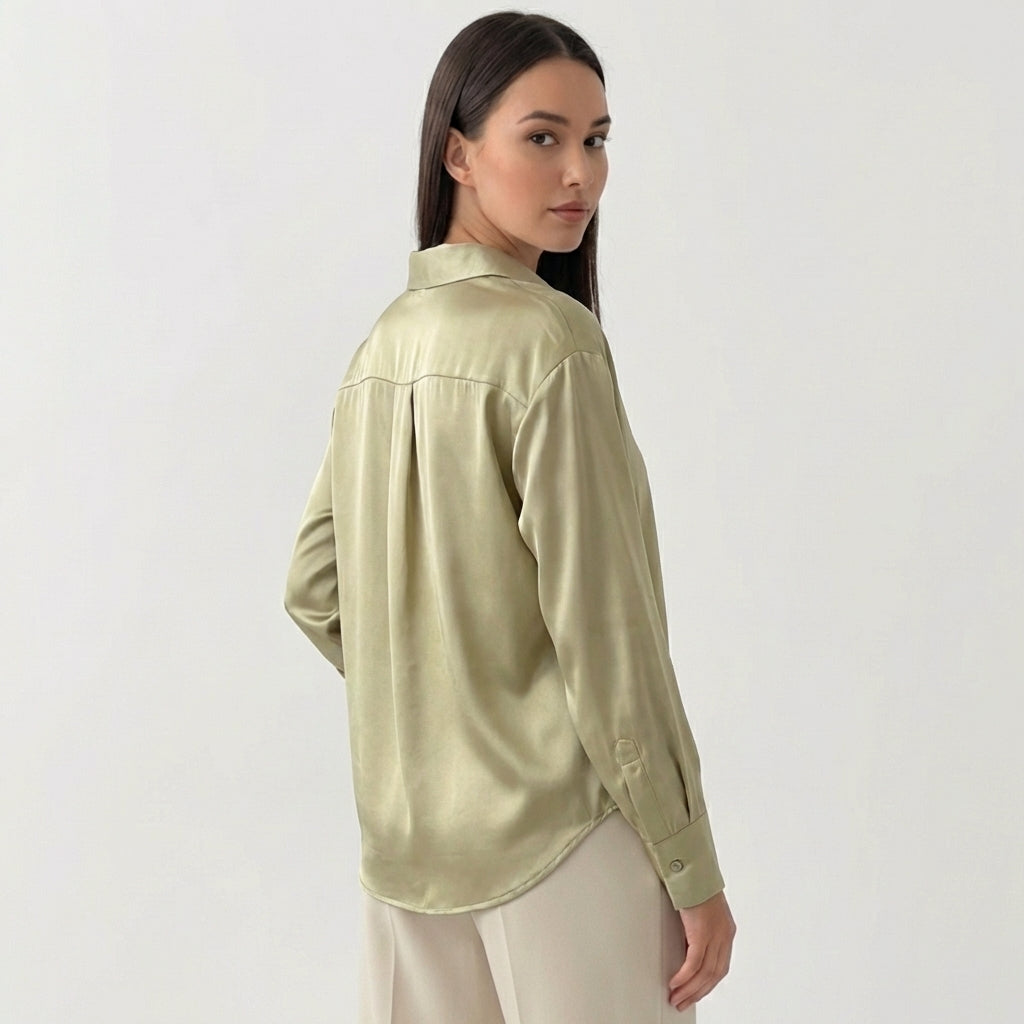 Rivaclo | Femme Chemise à Boutons sur le Devant à Manches Longues | Style Décontracté