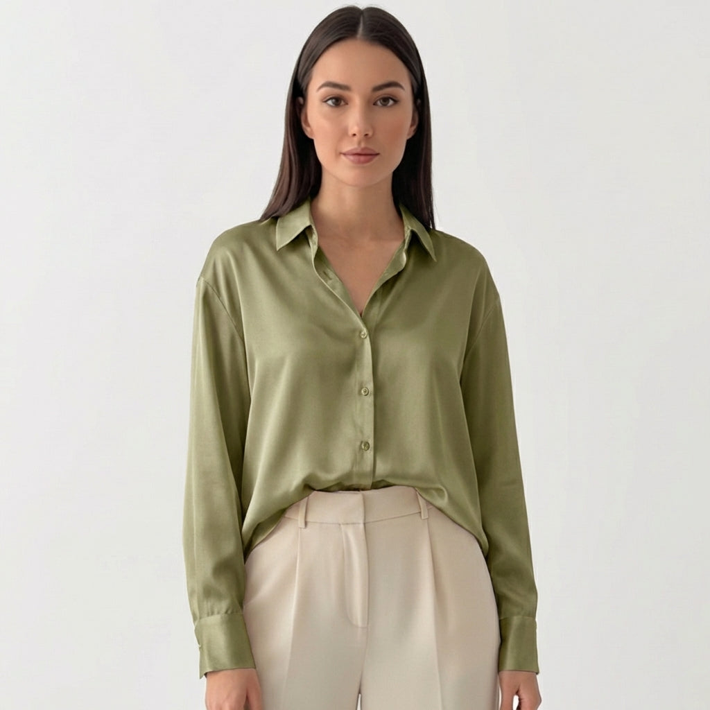 Rivaclo | Femme Chemise à Boutons sur le Devant à Manches Longues | Style Décontracté