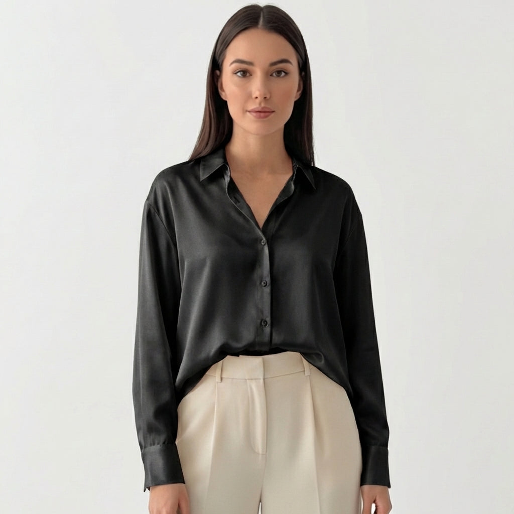 Rivaclo | Femme Chemise à Boutons sur le Devant à Manches Longues | Style Décontracté