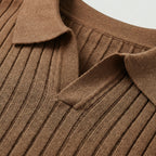 Rivaclo | Homme Polo en Maille Côtelée à Manches Longues | Coupe Ajustée