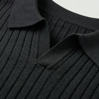 Rivaclo | Homme Polo en Maille Côtelée à Manches Longues | Coupe Ajustée