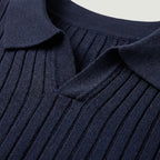 Rivaclo | Homme Polo en Maille Côtelée à Manches Longues | Coupe Ajustée