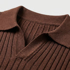 Rivaclo | Homme Polo en Maille Côtelée à Manches Longues | Coupe Ajustée