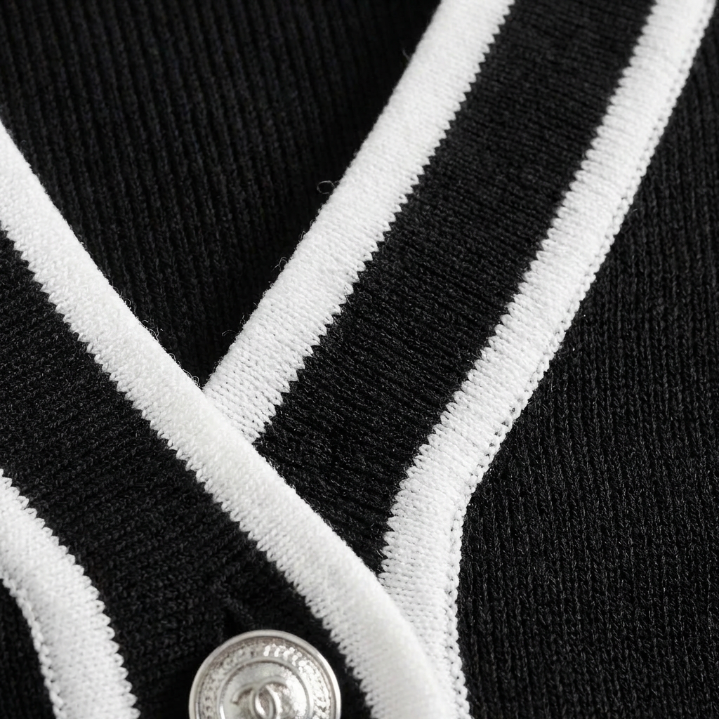 Rivaclo | Cardigan Femme en Maille Col V – Manches Courtes Boutonné