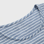 Femme Robe Midi Rayée à Col Rond à Manches Courtes | Design à Boutons