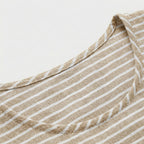 Femme Robe Midi Rayée à Col Rond à Manches Courtes | Design à Boutons