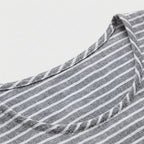 Femme Robe Midi Rayée à Col Rond à Manches Courtes | Design à Boutons