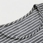 Femme Robe Midi Rayée à Col Rond à Manches Courtes | Design à Boutons