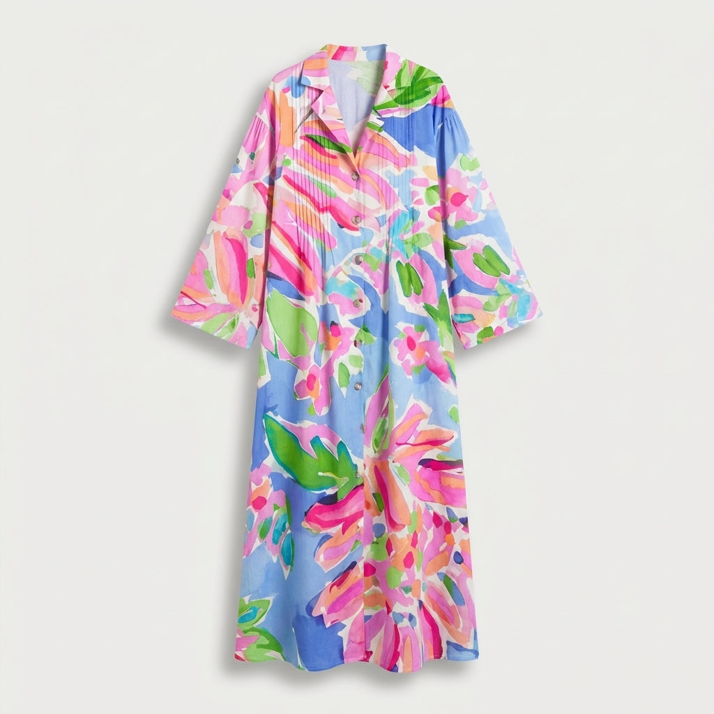 Femme Robe Maxi Imprimée à Col V | Style Bohème