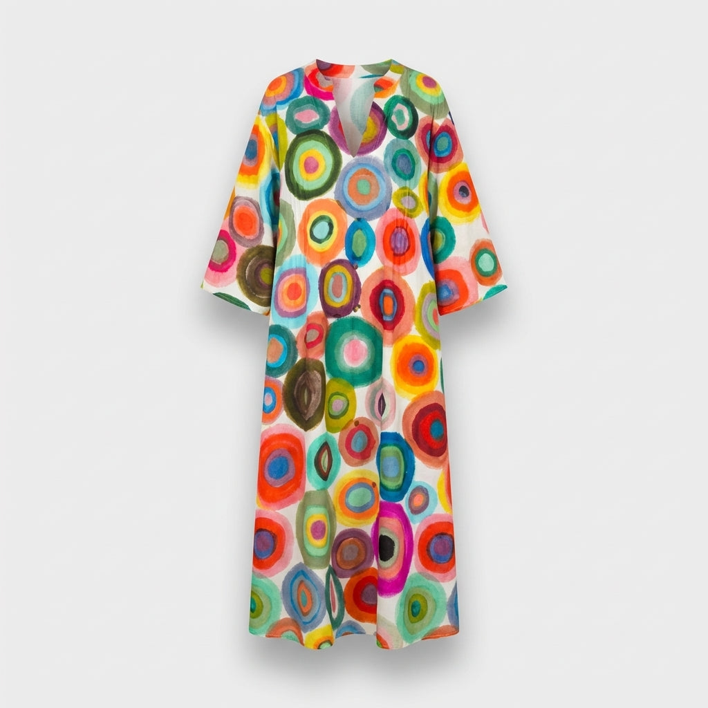 Femme Robe Maxi Imprimée à Col V | Style Bohème