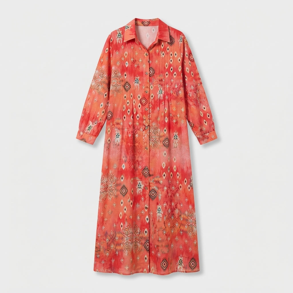 Femme Robe Maxi Imprimée à Col V | Style Bohème