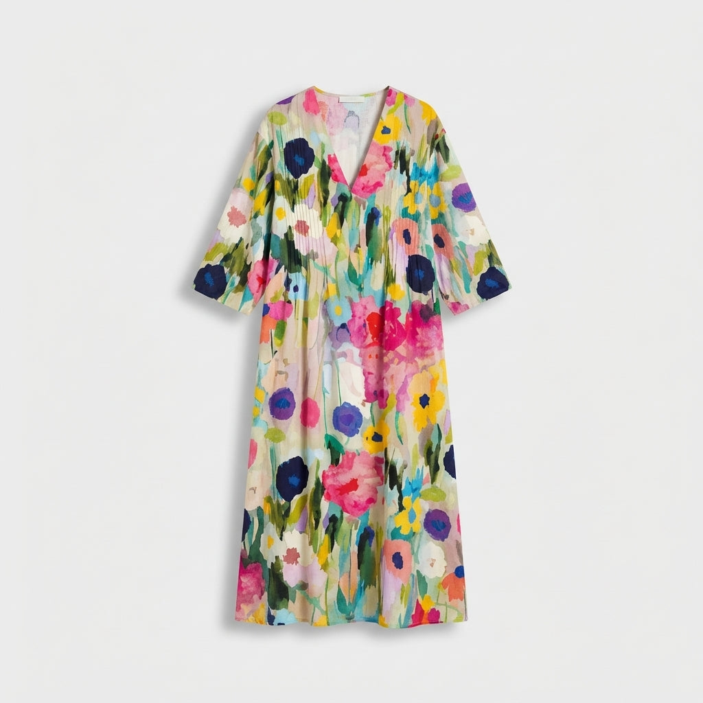 Femme Robe Maxi Imprimée à Col V | Style Bohème