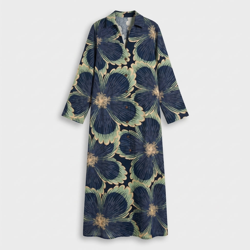 Femme Robe Maxi Imprimée à Col V | Style Bohème