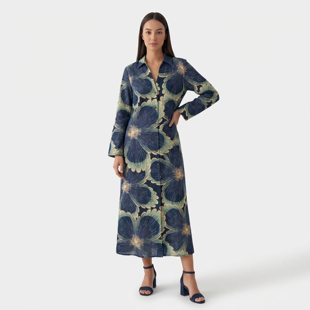 Femme Robe Maxi Imprimée à Col V | Style Bohème