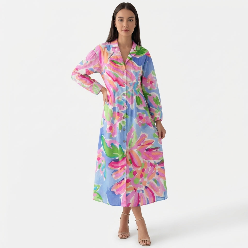 Femme Robe Maxi Imprimée à Col V | Style Bohème