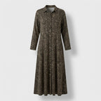 Femme Robe Maxi Imprimée à Col V à Manches Longues | Style Quotidien