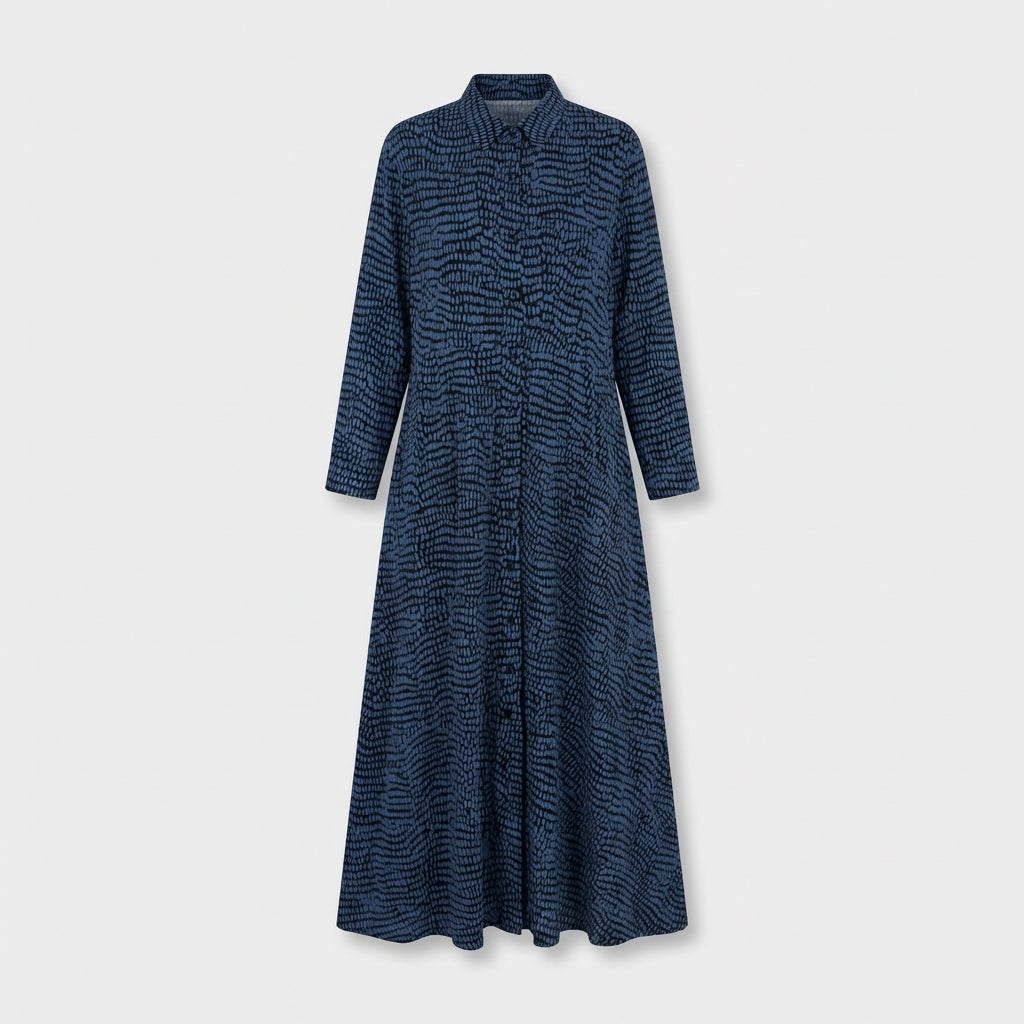 Femme Robe Maxi Imprimée à Col V à Manches Longues | Style Quotidien